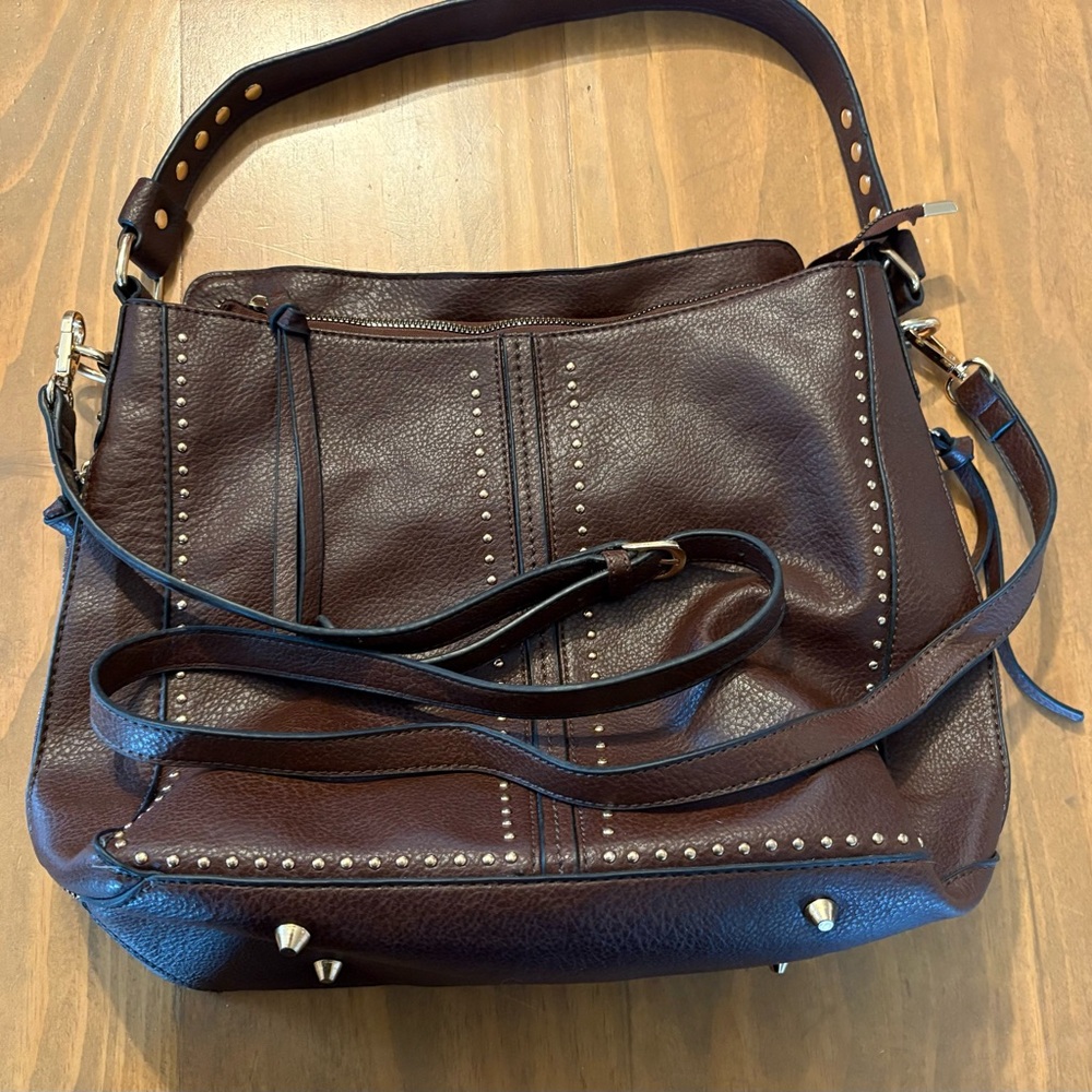 Brown Leather Studded Men's Bag